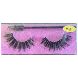 Alleyna Silk Faux Mink False Eye Lashes- Natural Look Fluffy Criss-Cross Reusable Fake Eyelashes- 1 Pair Pack Makeup Wispy Cat Lashes and Eye Brow Brush with Glitter Boxes (Flashy V-06)