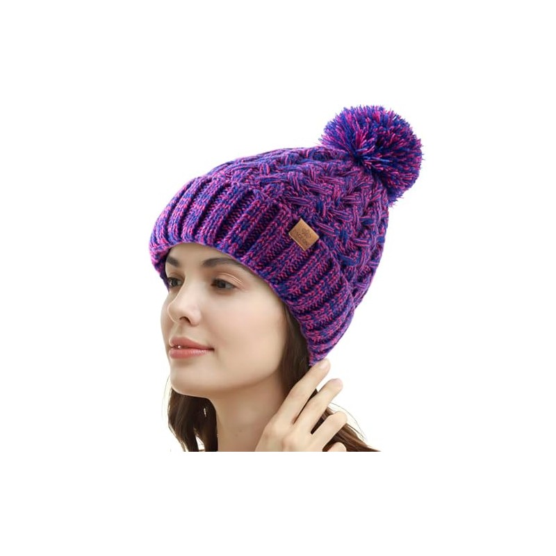 PAGE ONE Womens Winter Ribbed Beanie Crossed Cap Chunky Cable