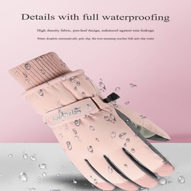 BSLVWG Winter Thermal Gloves for Women,Outdoor Windproof Waterproof Winter Warm Thermal Gloves Touchscreen Anti Slip Bike Cycling Gloves for Ski Snow Sports Snowboard Riding Running (Pink)
