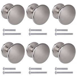 BIGLUFU Round Cabinet Knobs, Pack of 6 Silver Furniture Knobs, 23 x 27 mm Brass Cabinet Handles with Screws for Wardrobe, Dresser, Drawers
