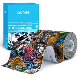 OK TAPE Kinesiology Tape Printed Bandage for Athletes Reduce Pain Injury Recovery,Uncut Roll 5cm x 5m,2 Rolls DIY