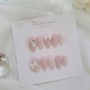 Lovely Hound Check Ribbon Handmade Nail Tips - Mediaval /