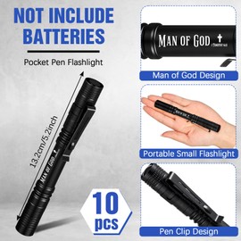 Coume 10 Sets Fathers Day Pen Flashlight Gift for Men Small Pocket Flashlight with Motivational Bible Verse Cards Appreciation Gifts for Church Bulk Dad Husband, Not Include Batteries