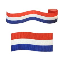 PATRIOTIC RED, WHITE AND BLUE CREPE STREAMER