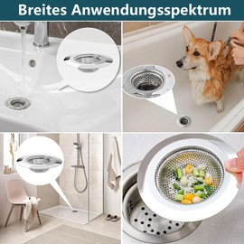 4 Stück Abflusssieb Edelstahl Rostfrei, 7.5CM Abfluss Sieb, Haarsieb Dusche, Waschbecken Sieb, Abfluss Spüle, Sieb für Spülbecken, Siebkorb Spüle Edelstahl Sink Strainer für Dusche, Badewanne, Küche