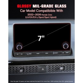 ASZSK For 2022~2026 Honda Civic (LX/EX/EX-L/Sport/Sport Hybrid) 7 Inch Glossy Screen Protector - [More Clear& Smooth] - Mil-Grade 9H+ Tempered Glass - Touchscreen *1