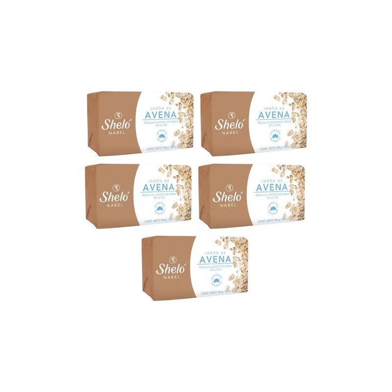 5 Pack Jabón Avena Sheló Nabel Irritación Exceso De Grasa