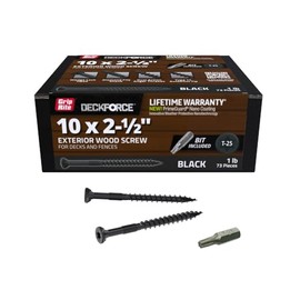 Grip-Rite GRDF212STBLK1 DeckForce #10 x 2-1/2" Nano Coated Wood Screws, Black, 1lb Box