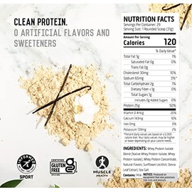 Ascent 100% Whey Protein Powder - Post Workout Whey Protein Isolate, Zero Artificial Flavors & Sweeteners, Soy & Gluten Free, 5.5g BCAA, 2.6g Leucine,