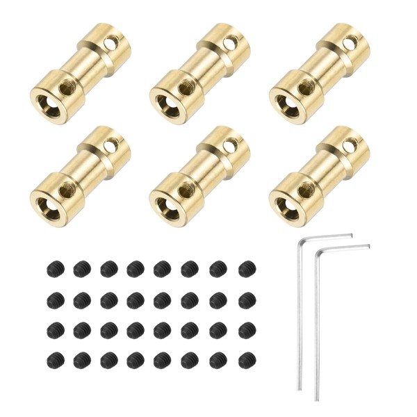 sourcing map 6pcs 2.3mm to 5mm Brass Shaft Coupling Joint