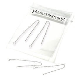 Bedazzlinbeads 2 Pair Stainless Surgical Steel 4 inch Chain Ear thread Earring Findings w/ Loop