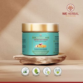 WE HERBAL Natural De Tan Ubtan Face Wash with Turmeric and Saffron Extracts Helps Reduce Sun Damage Kumkumadi Ubtan Face Wash for All Skin Types, 3.5 Fl Oz (100 g)
