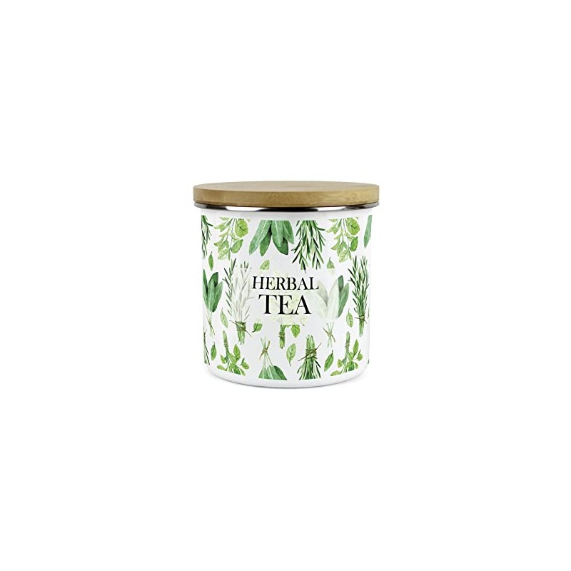 Purely Home Kitchen Herbs Herbal Tea Canister - White &