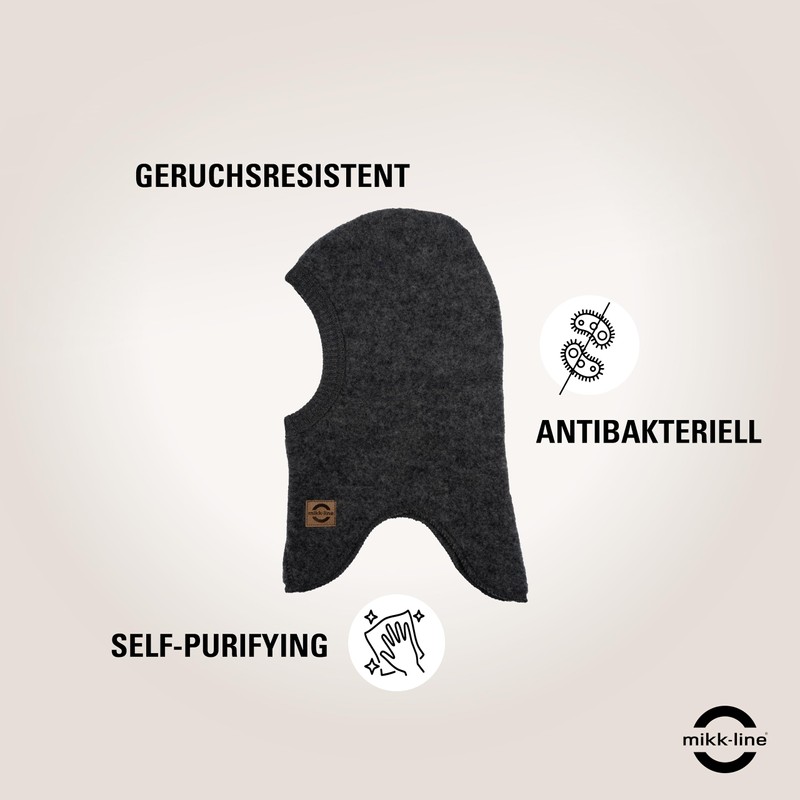 Mikk-line Wool Full-Face Balaclava, Children's Beanie to Pull On, Unisex