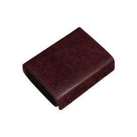 Kawaoto Men's Bi-Fold Pueblo Leather Bi-fold Wallet, Genuine Leather, Large Capacity, Compact, Small, Box-Shaped Wallet, Left Handed, Right-Handed, Present, Popular for Men, Grape