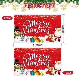 FuWeave Merry Christmas Flag with LED Light 3x5 FT Double Sided Xmas Flags Winter Santa Snowman Yard Flag Holiday Gift Banner for Home Party Garden Yard Indoor Outdoor Decoration