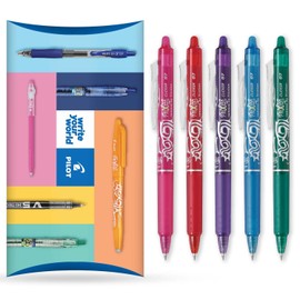 Pilot FriXion Clicker Fine Erasable Friction Rollerball Pen - Retractable Tip 0.7mm Nib 0.35mm Line Width - Tropical Pillow Pack of 5 - Pink, Red, Violet., Light Blue & Green
