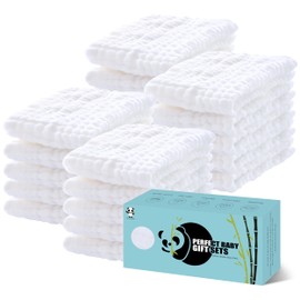 HIPHOP PANDA 20 Pack 6-Layers Muslin Burp Cloths Large - Durable 100% Cotton - Baby Essentials Extra Absorbent and Soft Boys & Girls Rags for Newborn Registry (White, 20" X10")