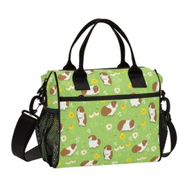 Qdoepfl Cute Guinea Pigs Lunch Bag Reusable Lunch Box for Men Women Adults, Insulated Cooler Tote Bag Container with Adjustable Shoulder Strap for Travel Office Picnic Hiking Beach Medium