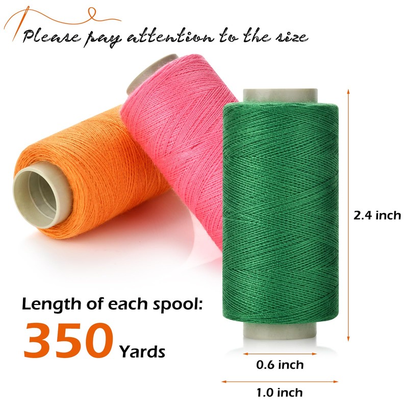 12 Color Sewing Thread, 350 Yards Per Thread Spools, Prewound