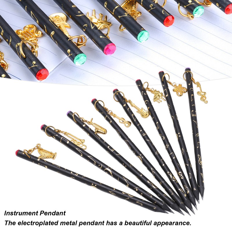 8Pcs Music Pencil Musical Note Stationery Set Kit with Pendant