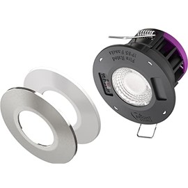 Bright Source LED Dimmable All-in-1 Downlight - 8w 64mm Cut Out 700-750lm - 3CCT Switchable 3000K 4000K 6000K - Fire Rated - IP65 Waterproof - Comes with White & Brushed Steel Bezels
