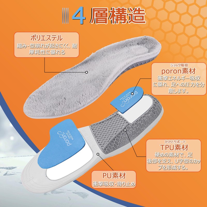 Smilefoot Warm Insole, Standing Work, No Fatigue, Brushed Insole, Shock