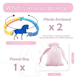 Sugeru Horse Girl Gift, 2 Pieces Mood Bracelet Girls (Temperature Colouring) with 1 x Jewellery Bag, Party Bag Children's Birthday Gifts for Girls, Friendship Bracelet, Metal