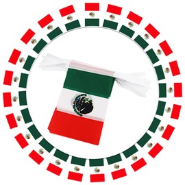 Bandera de cuerda de México - 30 banderas, mini banderas mexicanas pequeñas de 42 pies para decoración de campo, escuela, fiesta, eventos deportivos