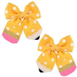 BOXOB 2stk Haarspangen mit Schleife, Süßes Schulanfangs-Accessoire Haarspangen Schulaccessoires für Mädchen Kleinkinder und Lehrerinnen (Gelb)