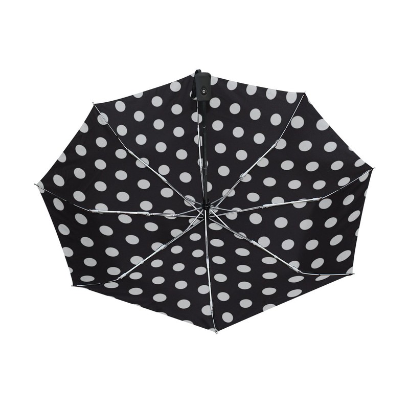 White And Black Polka Dot Umbrella Auto Open Close Folding