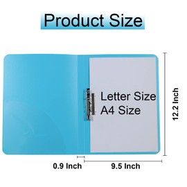 Acocony Punchless Binder with Clamp Letter Size Punchless Clamp Binder 8.5 x 11 Report Covers Plastic Watery Blue Pack of 6