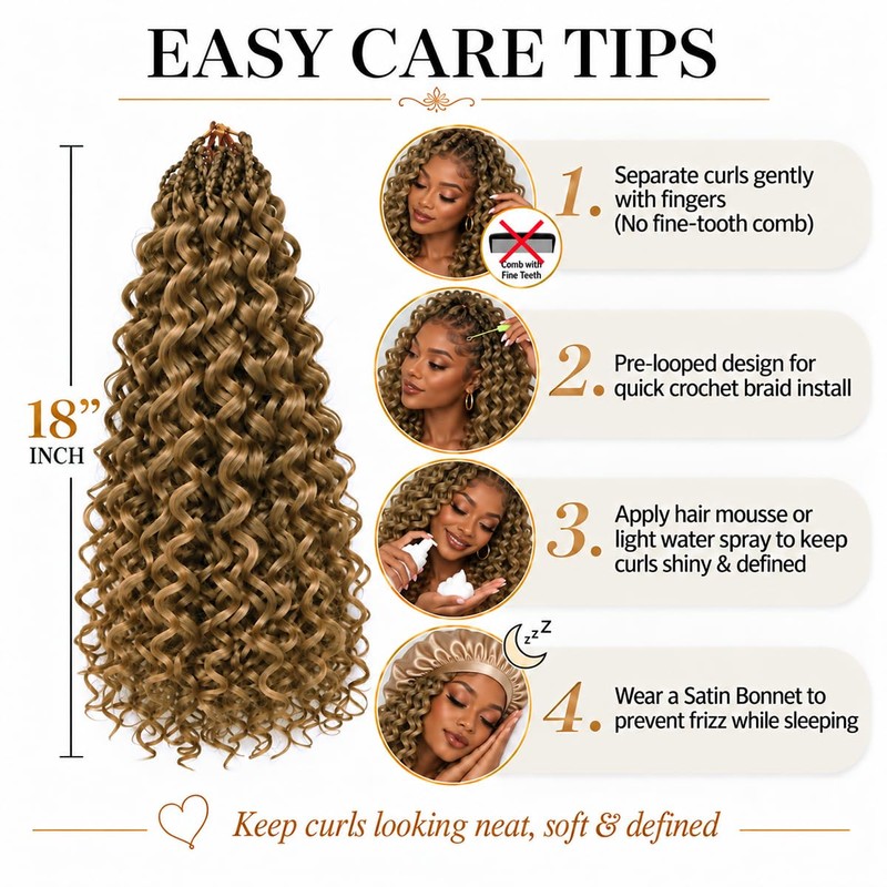 Pre Looped GoGo Curl Crochet Hair for Women 18" 8Packs