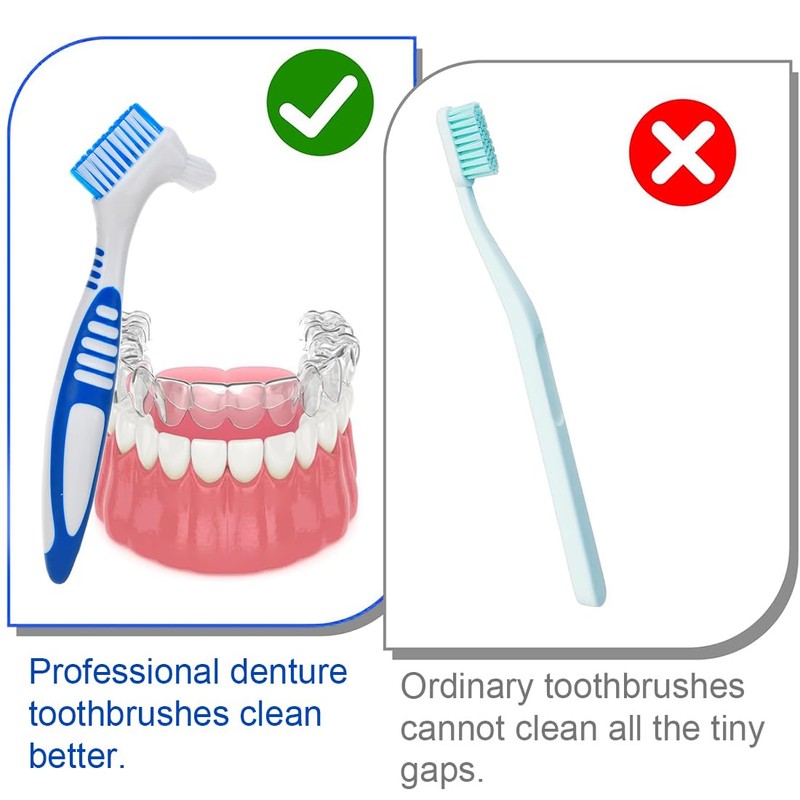ZKGYUS Pack of 5 Denture Toothbrushes, Portable Denture Cleaning Brushes