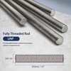 HiPicco 3/8"-24 Fully All Threaded Rod & Studs, 10" Length,