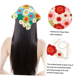 Baluue 3pcs Floral Knitted Hair Scarves for Women Soft Crochet Bandanas Flower Design Hair Accessories for Stylish Looks and Versatile Hairstyles