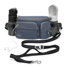 TUDEQU 4-in-1 Hands Free Dog Leash for Large Dogs with Large Fanny Pack,Waist Leash for Dog Walking Belt,Dog Running Leash