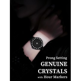 EUTOUR Women's Watch with Flowers & Diamonds Creative Magnetic Ball Watch with Unique Design Elegant Fashion Watch, black, Modern