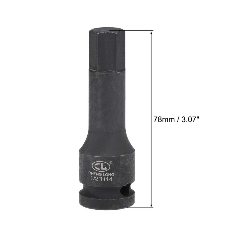 uxcell 1/2" Drive x H14 (14mm) Impact Hex Bit Socket,