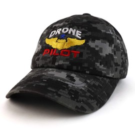 Trendy Apparel Shop Drone Pilot Aviation Wing Embroidered Soft Crown 100% Brushed Cotton Cap - Digital Night CAMO