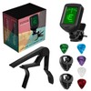 Jinlop Guitar Clip-on Tuner and Capo Set with 5 Picks