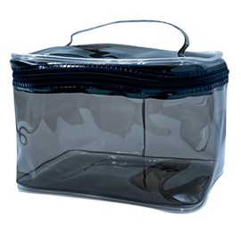 TotePrint 1PCS Clear Handle Zipper Cosmetic Bag and Versatile Travel Pouch,Durable PVC Material,for Makeup Travel Essentials (Black-1pcs)