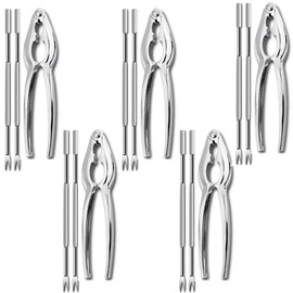 Seafood Crackers and Forks Set - Pack of 5 Crab Nut Lobster Crackers Opener Shellfish Tools with 10 Forks - Kitchen Utensils for Seafood Lovers