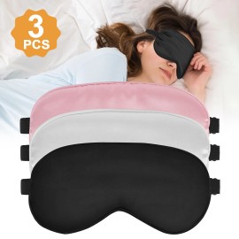 Unbranded 3pcs Travel Sleep Soft Silk Eye Mask, Padded Shade Cover Blindfold for Men Women
