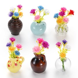 GOOZADA 6 Pack Mini Ceramic Vase Magnets, Glass Magnet Vases for Refrigerator, Cute Mini Vase Magnets for Fridge, Kitchen, Office, Locker with Artificial