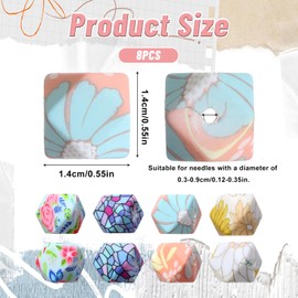 Ouligay 8 PCS Hexagon Print Knitting Needle Stoppers Silicone Knitting Needle Point Protectors, Stitch Stoppers, Colorful Knittings Needles Caps for Sewing Quilting Crocheting Hand DIY Art Project