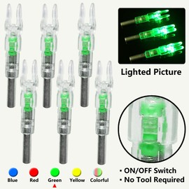 Lighted Nocks for Arrows with .244 Inside Diameter Led Nocks with Switch Button for Archery Hunting (Green)