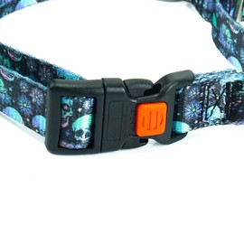 Martingale Collar for Dogs Large Medium Small Breed, Anti Slip No Escape Limited Choke Pinch Big Puppy Pet Collars Quick Release Buckle with Lock (Skull Blue, S)