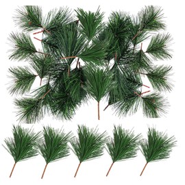 alfyng 60 Packs Artificial Green Pine Needles Branches, Fake Small Pine Twigs Stems Picks Greenery Plants for DIY Christmas Garland Wreath Thanksgiving Home Holiday Decoration