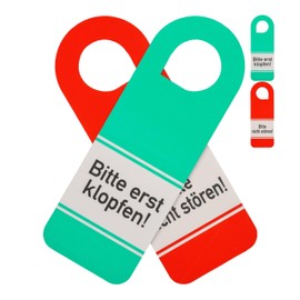 Door Hanger "Bitte nicht stören! Bitte erst klopfen!", Pack of 4, 28 x 10 cm, Thick 350 g/m² Paper, Door Sign for Office, Practice, Meeting Room, Study, Room Sign, Paper Hanger, Handle, Knob